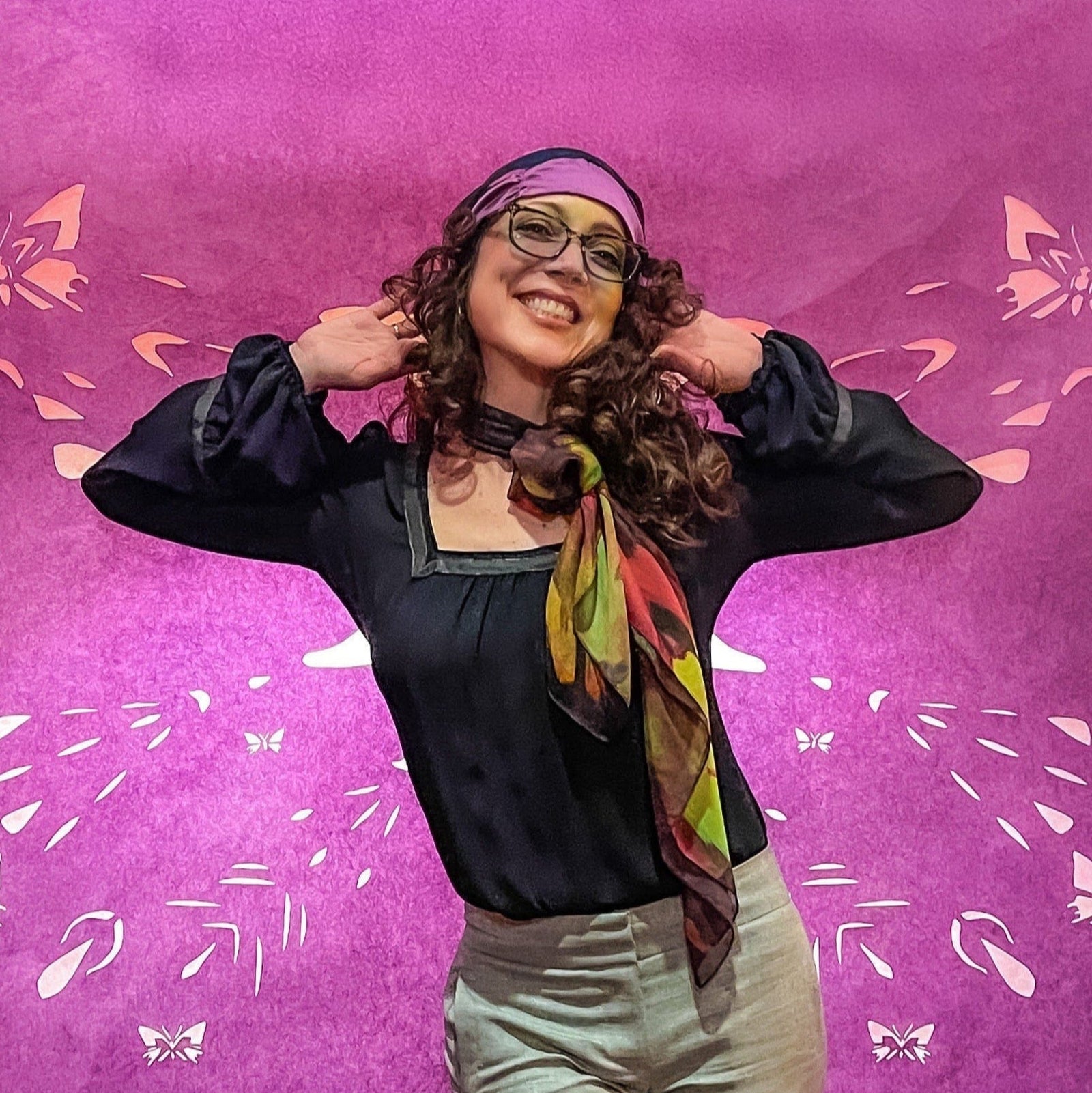 custom printed scarf in a drapey chiffon