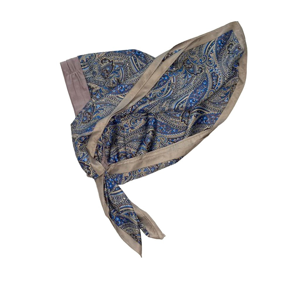 headscarf for hair loss, heather and blue with paisley
