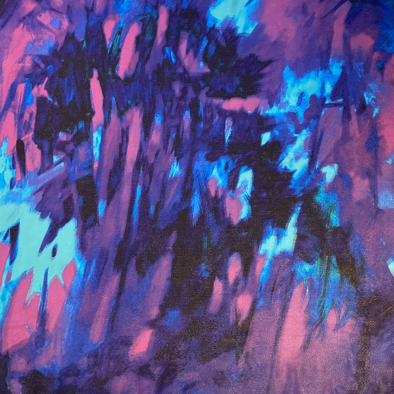 Colorful blue and pink scarf made from original artwork of an oil painting