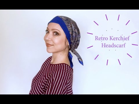 Retro Kerchief Headscarf - Blue Paisley
