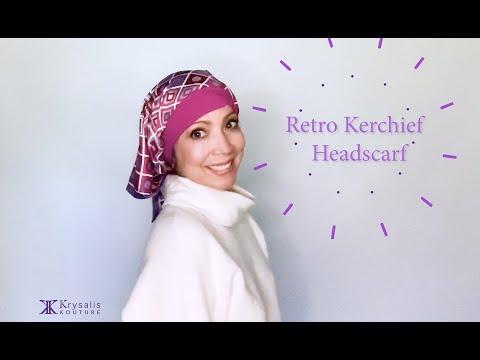 Retro Kerchief Headscarf - Pink Geometric