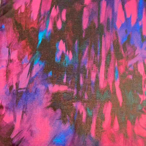 Colorful blue, purple and pink scarf made from original artwork of an oil painting 