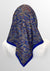 back view head covering for cancer patients 
headscarf for hair loss, golden and blue with paisley   