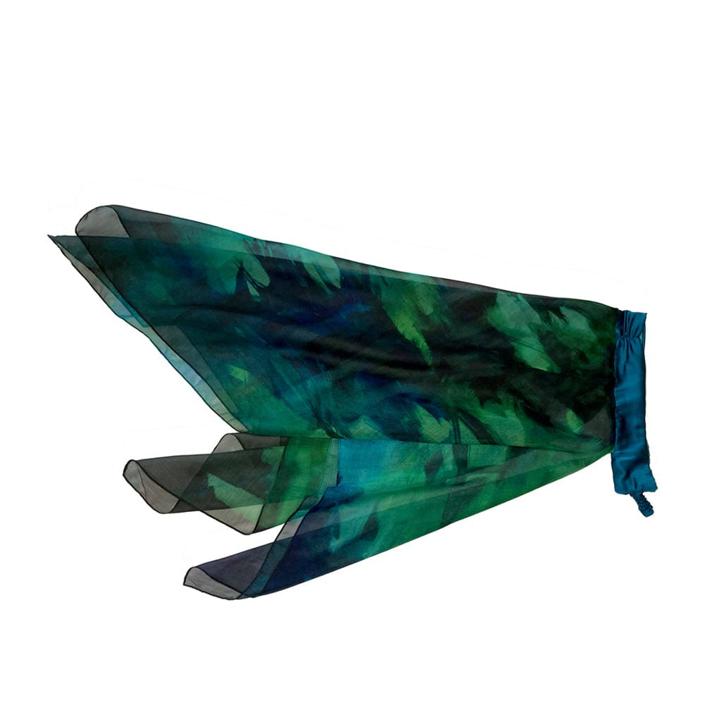 bohemian  inspired head covering silk with original artwork print  for cancer treatment hair loss
