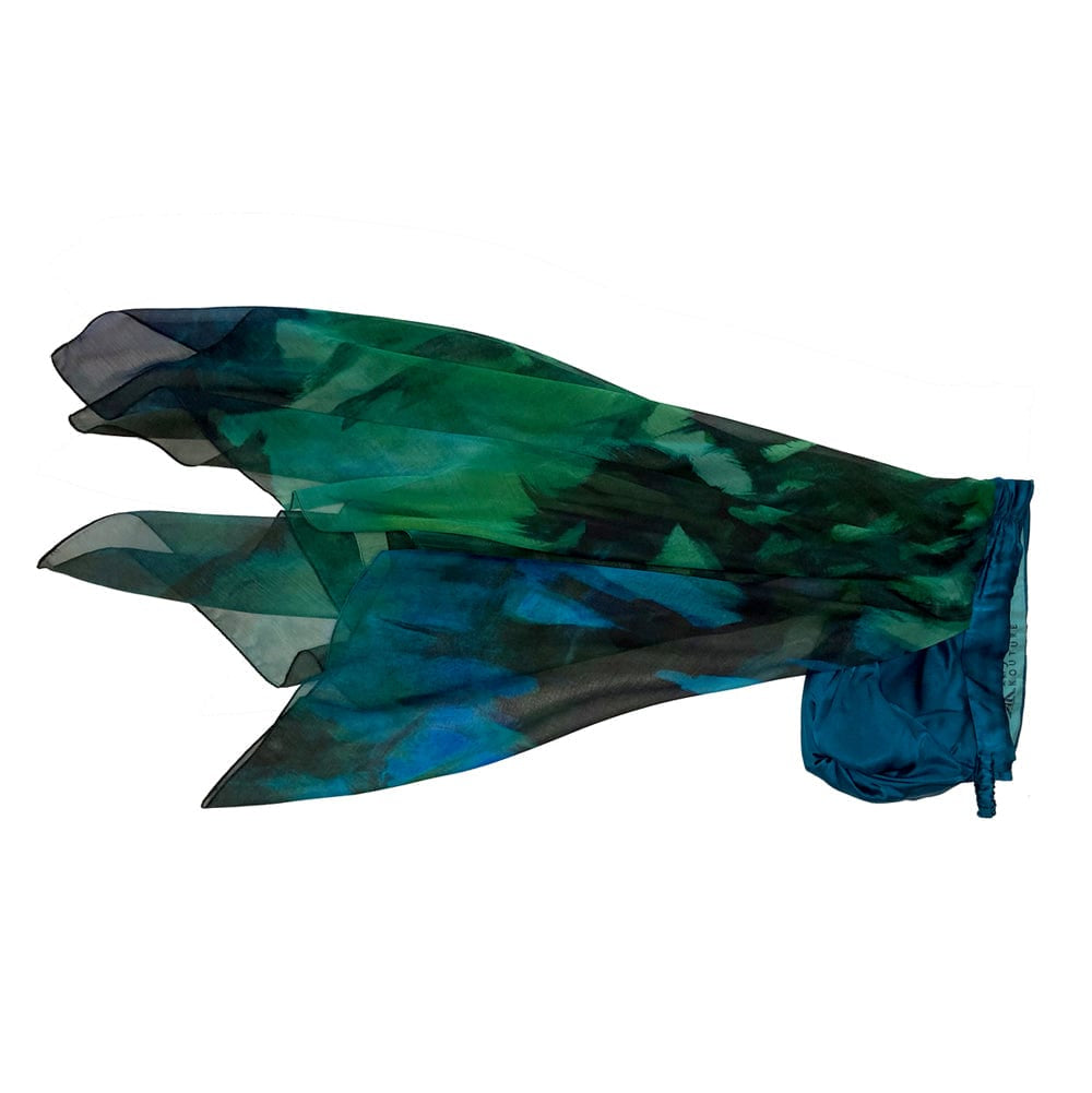 bohemian  inspired head covering silk with original artwork print  for cancer treatment hair loss
